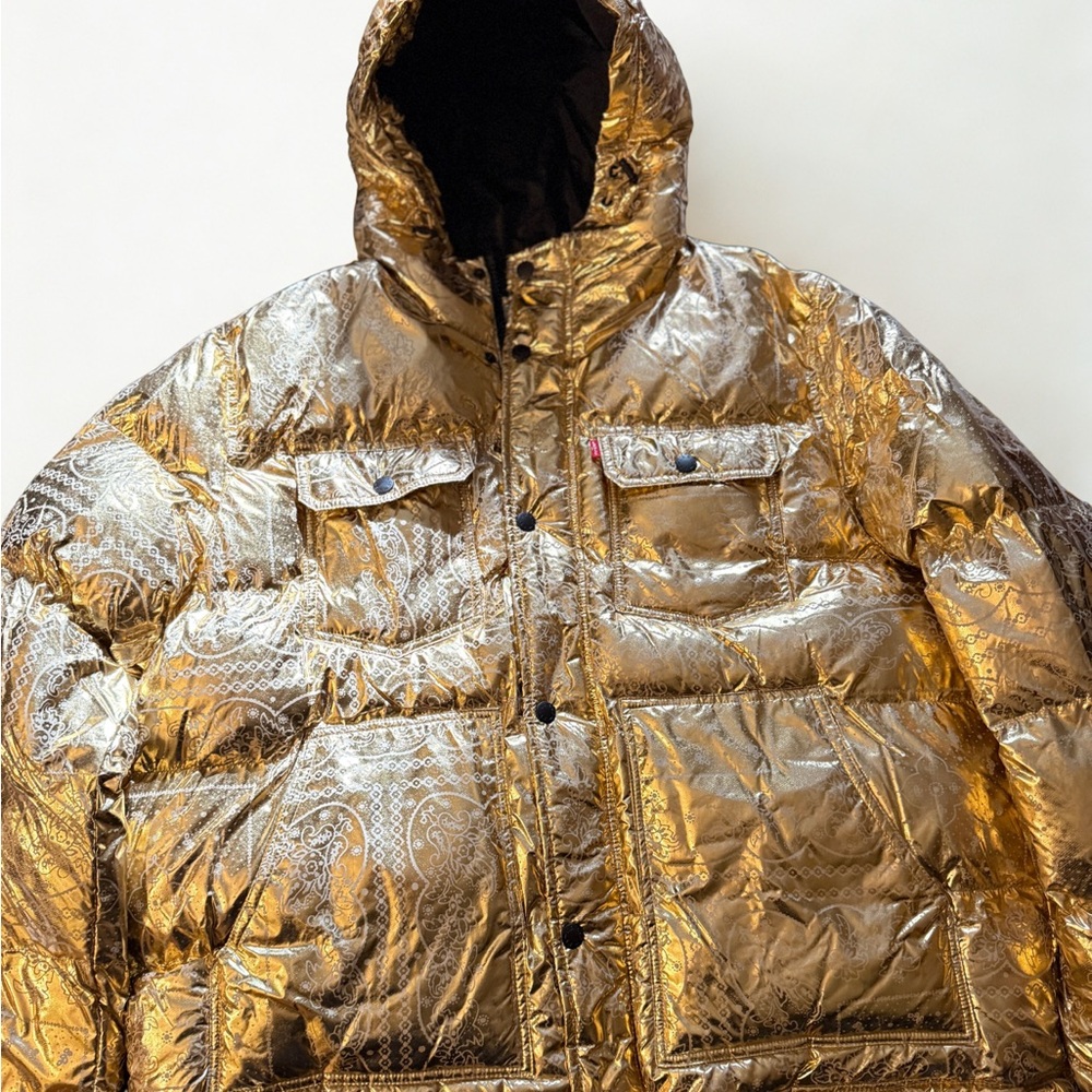 Levi's Gold Metallic Paisley Puffer Jacket